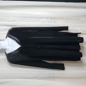 Vintage Black Velvet Harve Benard Tunic Long Sleeve Button Down Shirt Dress SzM